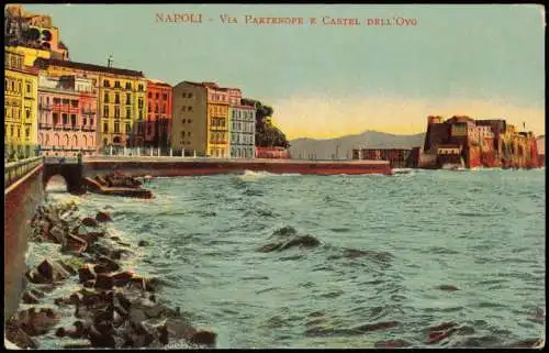 Cartolina Genua Genova (Zena) VIA PARTENOPE E CASTEL DELL'Ovo 1913