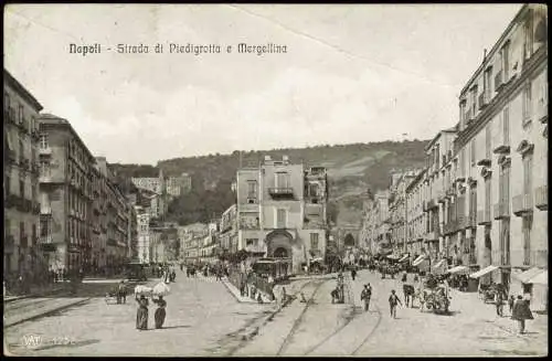 Cartolina Neapel Napoli Strada di Piedigrotta e Mergellina 1909