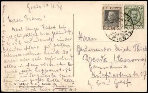 Cartolina Grado Grau Veduta della spiaggia e delle tende 1929