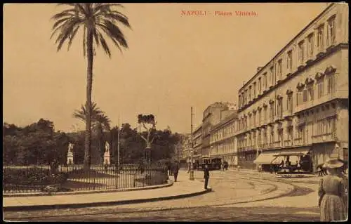 Cartolina Neapel Napoli Piazza Vittoria. 1912