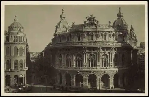 Cartolina Genua Genova (Zena) Palazzo Nuova Borsa e Via XX. Settembre 1930