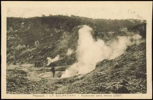 Cartolina Pozzuoli LA SOLFATARA = Fumarole della morte (1907) 1928