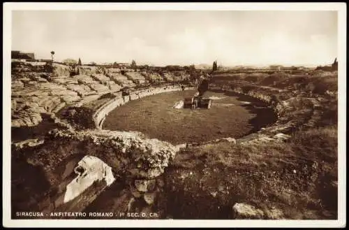 Cartolina Syrakus (Syracusa)   ANFITEATRO ROMANO 1939 Sizilien Sicilia