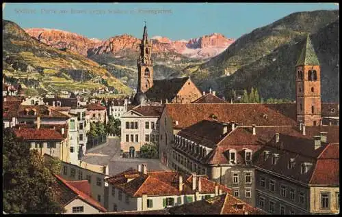 Cartolina Bozen Bolzano Straßenpartie 1912