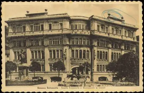 Genua Genova (Zena) Bolzaneto Scuola Femminile e Monumento ai Caduti 1912