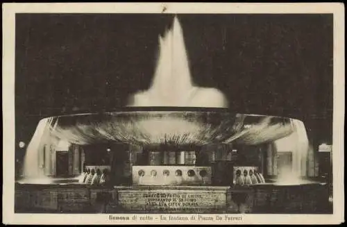 Genua Genova (Zena) Di notte La fontana di Piazza De Ferrari 1922