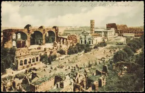 Cartolina Rom Roma Foro Romano Colorfoto Ak 1941  gel. Bahnpoststempel