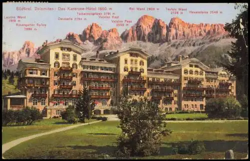 Cartolina Welschnofen Karersee Hotel Lago di Carezza 1914