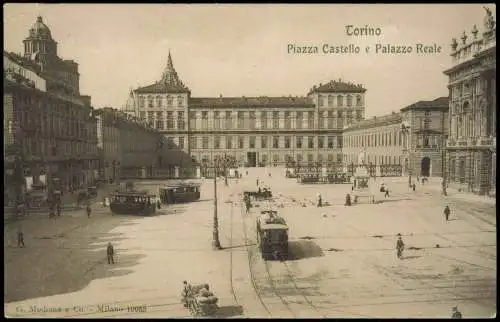 Cartolina Turin Torino Piazza Castello e Palazzo Reale 1905