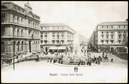 Cartolina Neapel Napoli Piazza della Borsa 1909