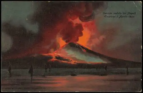 Neapel Napoli Vesuv Vesuvio Vesuvius Eruzione 5. Aprile bei Nacht 1906