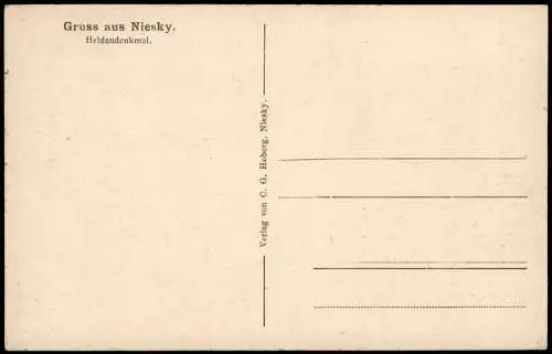 Ansichtskarte Niesky Oberlausitz Niska Kriegerdenkmal WK1 Heldendenkmal 1914