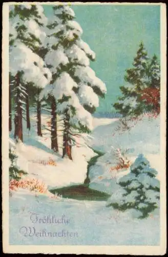 Ansichtskarte  Weihnachten - Christmas Waldpartie im Schnee 1928