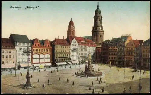 Ansichtskarte Innere Altstadt-Dresden Altmarkt Germania Denkmal 1916