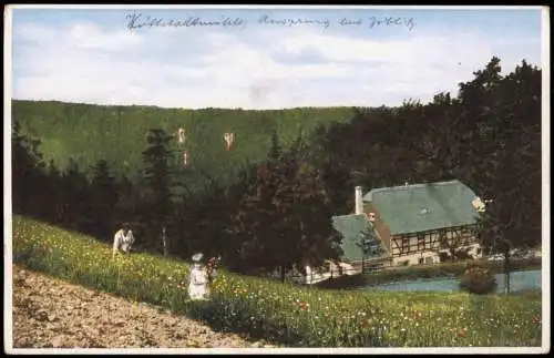 Ansichtskarte Ansprung-Marienberg im Erzgebirge Gasthaus Hüttstadtmühle 1926