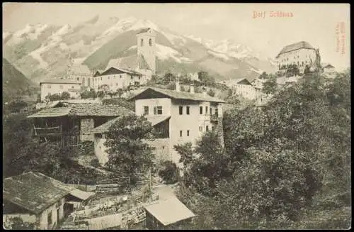 Cartolina Schenna Schönna Scena Dorfpartie 1909  Südtirol