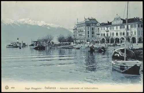 Pallanza-Verbania Lago Maggiore Palazzo comunale ed imbarcadero. 1918