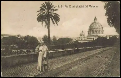 Postcard Vatikanstadt Rom Pabst Pius Pio X nei giardini 1913