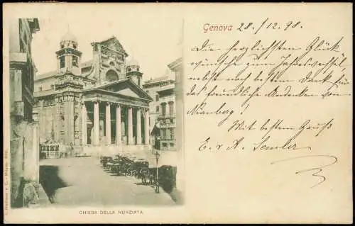 Cartolina Genua Genova (Zena) CHIESA DELLA NUNZIATA 1898