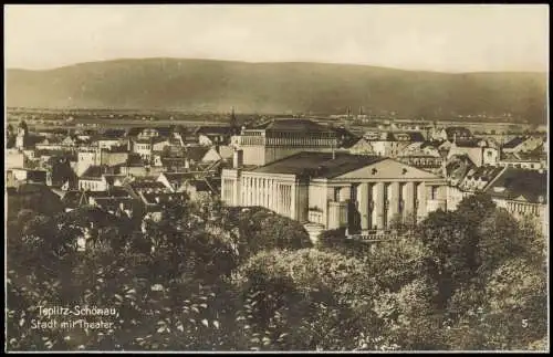 Postcard Teplitz-Schönau Teplice Stadt mir Theater - Fotokarte 1926