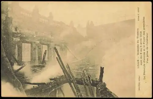 CPA Lille Brand des Theaters Incendie du Théâtre 5. April 1903