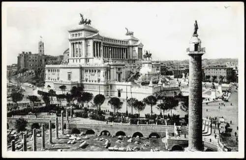 Cartolina Rom Roma Monumento a Vittorio Emanuele II Foro Traiano 1932