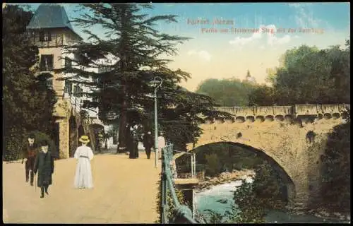 Cartolina Meran Merano Partie am Steinernen Steg mit Zenoburg 1914  Südtirol