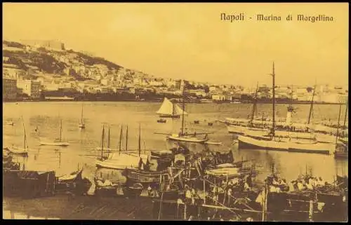 Cartolina Neapel Napoli Marina di margellina 1914