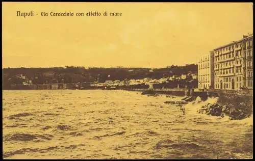 Cartolina Neapel Napoli Via Caracciolo con effetto di mare 1914