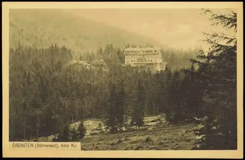 Markt Eisenstein Železná Ruda Böhmerwald Hotel Rizi 1928  b. Klatovy Klattau