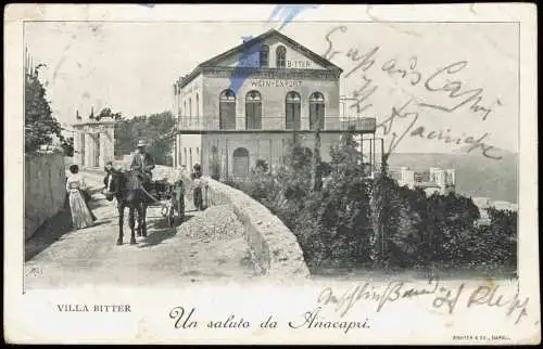 Cartolina Anacapri Straßenpartie an der Villa Bitter 1902