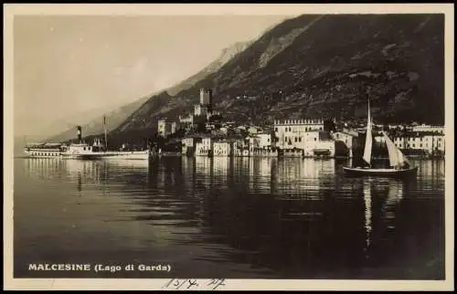 Cartolina Malcesine Stadtblick mit Dampfer - Fotokarte 1931