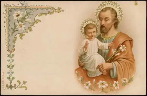 Ansichtskarte  Jesus Christus Bibel Künstlerkarte Ornament 1910 Goldrand