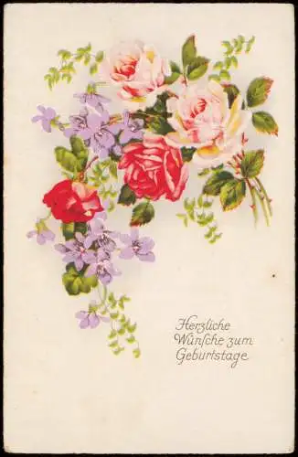 Ansichtskarte  Geburtstag Birthday Bouquett aus Blumen 1930