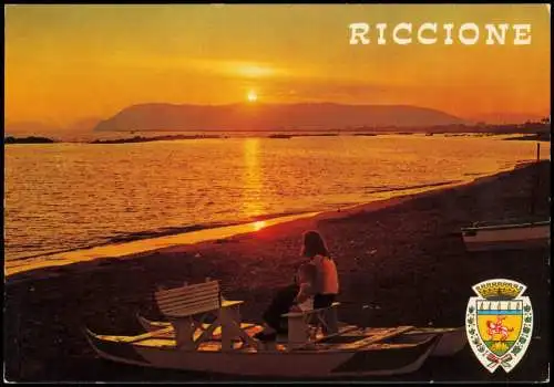 Cartolina Riccione Coucher du soleil Sunset 1984