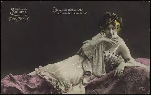 Ansichtskarte  Frau Fotokunst schaut verführerisch Salome Dery Blanka 1907