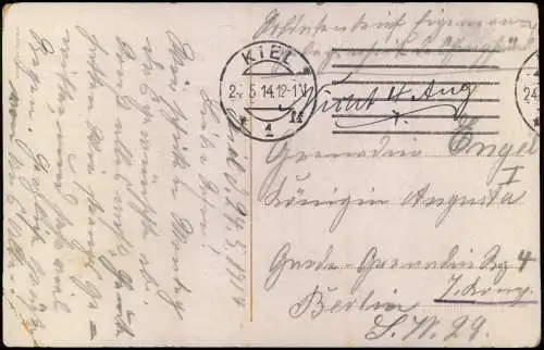 Pfingsten Pentecost Kinder Blumen Zeppelin Flugzeug 1914 Goldrand