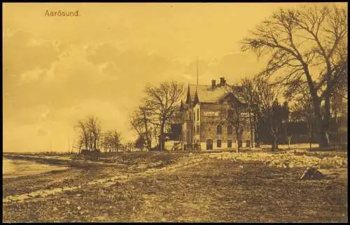 Postcard Årøsund Aarösund b. Haderslev Strand mit Fährhof 1917