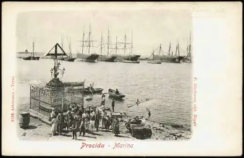 Cartolina Procida b. Neapel Marina Segelschiffe - Campania 1908