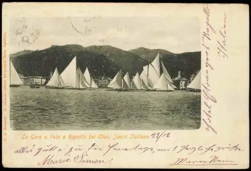 Cartolina Rapallo Le Gare a Vela Club, Jacht Italiano 1907