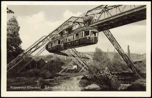 Ansichtskarte Elberfeld-Wuppertal Schwebebahn a. d. Varresbeck 1952