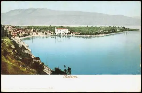 Cartolina Toscolano-Maderno Blick auf Stadt und Gebirge 1909