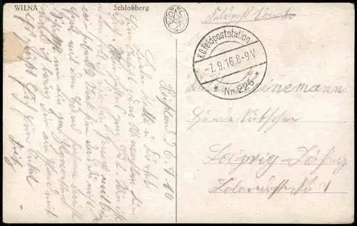 Postcard Wilna Wilno Vilnius Schloßberg im Winter 1916