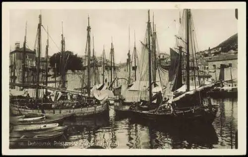 Postcard Ragusa Dubrovnik Hafen Fischerboote Fotokarte 1930