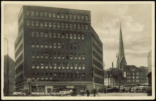 Ansichtskarte Hamburg Mohlenhof und Petrikirche 1932