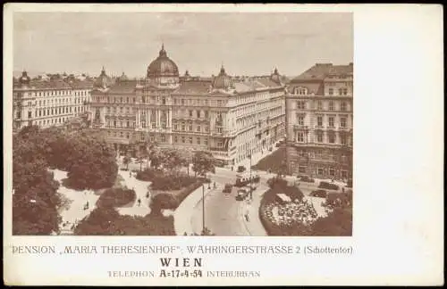 Wien PENSION MARIA THERESIENHOF WÄHRINGERSTRASSE 2 Schottentor 1918