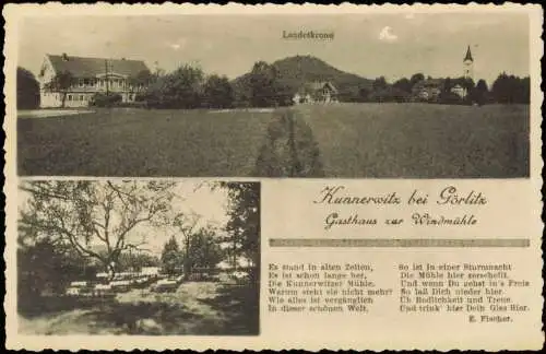 Kunnerwitz-Görlitz Zgorzelec Gasthaus zur Windmühle 2 Bild b. Görlitz 1929