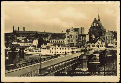 Postcard Elbing Elbląg Dampferanlegestelle und Marienkirche 1931