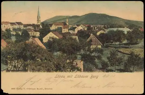 Ansichtskarte Löbau Stadtpartie mit Löbauer Berg 1903