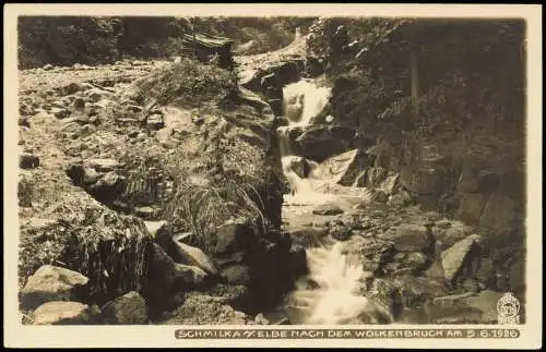 Ansichtskarte Schmilka nach dem Wolkenbruch am 5.6. 1926 Walter Hahn:3116